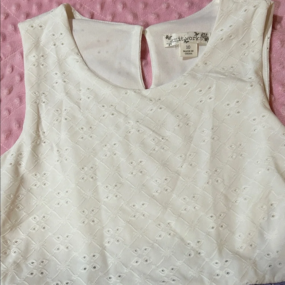 Knitworks White and Purple Floral Kids Dress